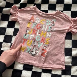 4T Girls' Pink Alphabet Dr. Seuss Cat in the Hat Graphic Tee